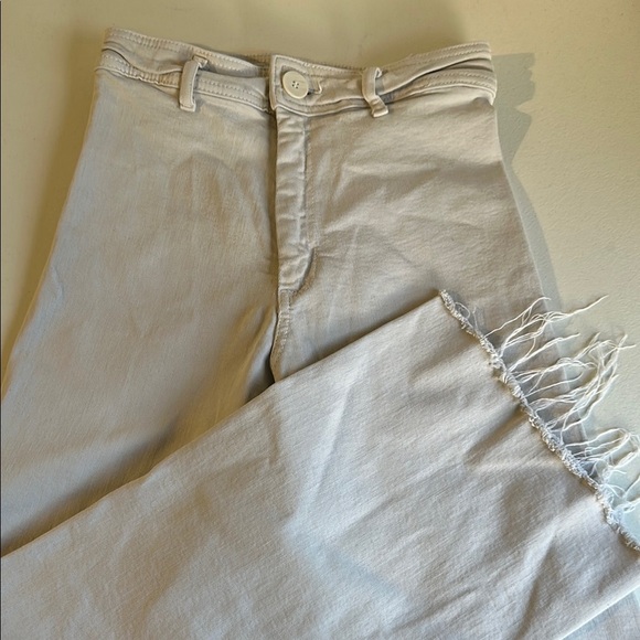 Zara Cream Ankle Jeans with Frayed Hem - Picture 1 of 5